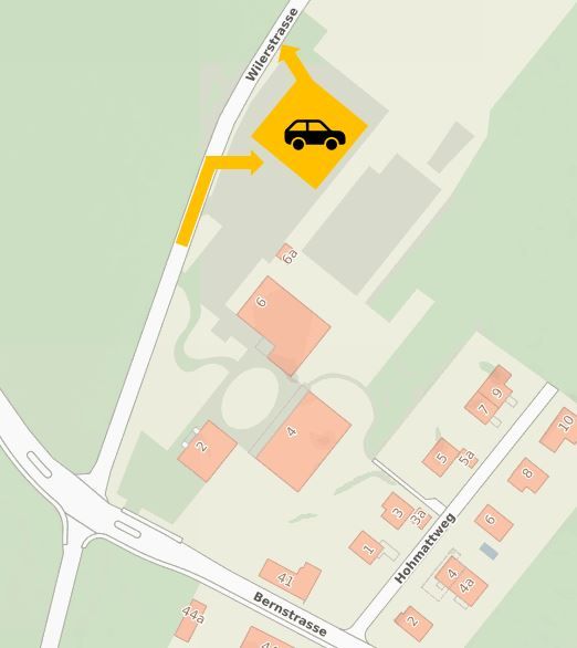 Anfahrt und Warteplatz für Elterntaxis beim Schulhaus Seedorf